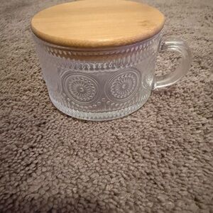 Glass Mug with Wooden Lid